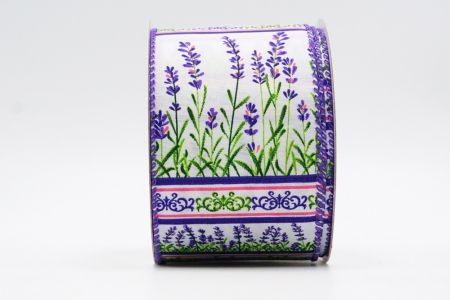 Sprookjesachtig Lavendel en Zonnebloemen Lint_KF7495GC-1-34_wit